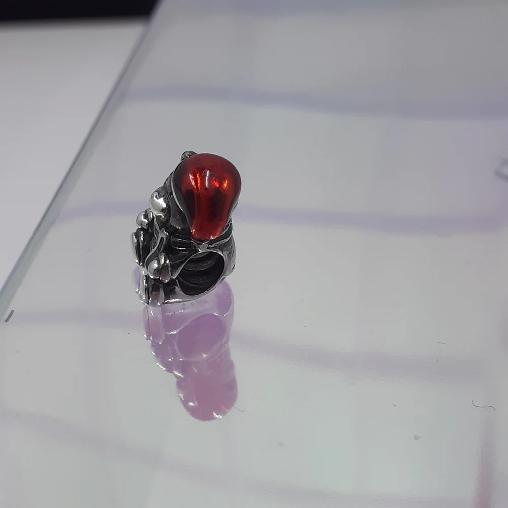 Pandora Sterling Silver and Red Enamel Santa Teddy Bear Charm - Picture 2 of 7